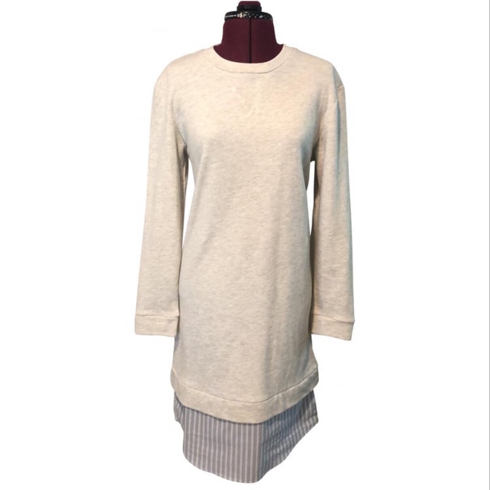 Long sleeve sweatshirt dress with shirt detailing